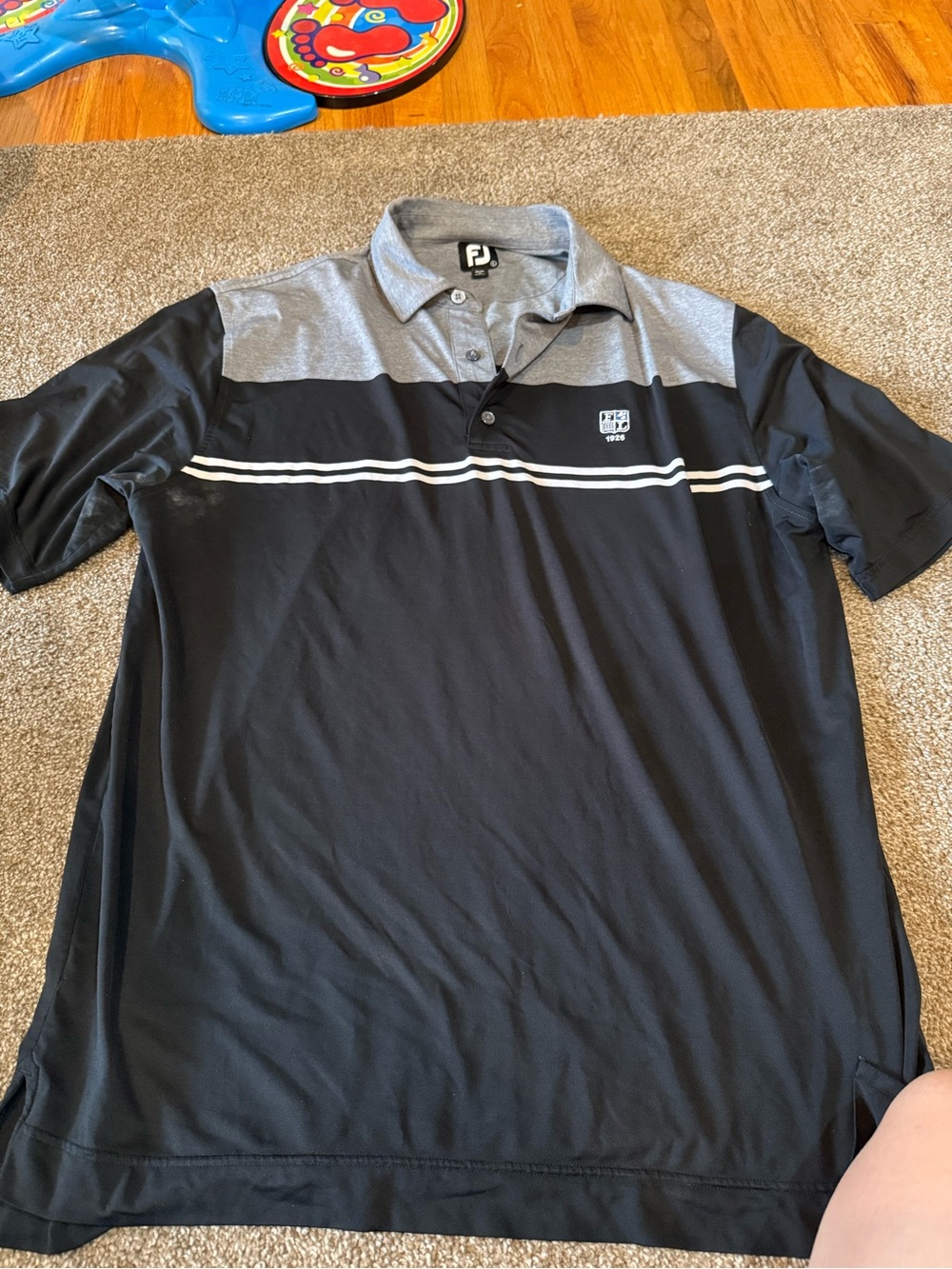 FootJoy Black & Gray Striped Golf Polo